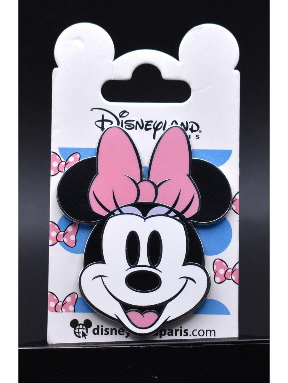 Disney DLRP Paris Minnie Mouse Face Pink Bow Pin (B5)